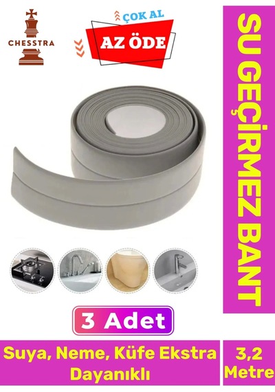 Özel Üretim Su Geçirmez Sızdırmaz Lavabo Tezgah Klozet Banyo Pencere Duş İzolasyon 3.2m Bant 3 Adet