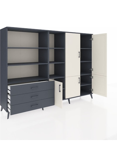 Hyperion Dolap 11 Raflı 3 Çekmeceli 5 Kapaklı 220x44x163 Antrasit Antrasit-aytaşı/antrasit Hyperion Dolap 11 Raflı 3 Çekmeceli 5 Kapaklı 220x44x163 Antrasit Antrasit-aytaşı/antrasit