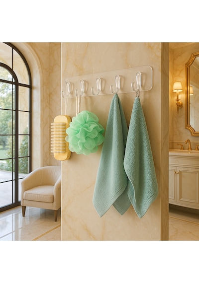 Yapışkanlı Şeffaf Duvar Askısı Banyo Mutfak Düzenleyici Askı Pratik Kanca Askılık Şeffaf