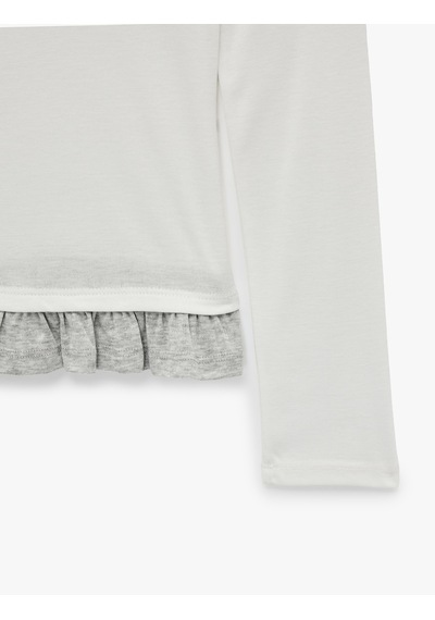 Koton Slim Fit Nakışlı Asimetrik Yaka Katmanlı Fırfırlı Uzun Kollu Kaşkorse Tişört Ekru 7wal10458ık Koton Slim Fit Nakışlı Asimetrik Yaka Katmanlı Fırfırlı Uzun Kollu Kaşkorse Tişört Ekru 7wal10458ık