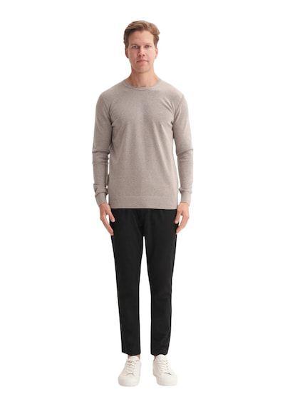 Cazador Slim Fit Soft Touch Basic Bisiklet Yaka Kazak-33155 Gri