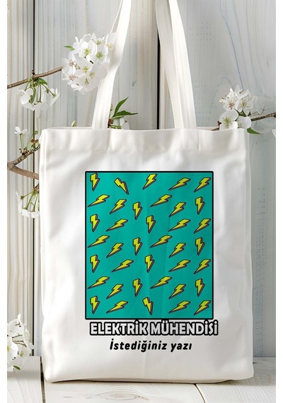 Art Hediye Elektrik Mühendisi Baskılı Bez Omuz Çantası Kişiye Özel Model 5 Çok Renkli