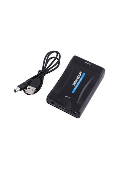 Ally 1080P Scart Hdmı Dönüştürücü Ses Video Adaptörü-Siyah-Siyah