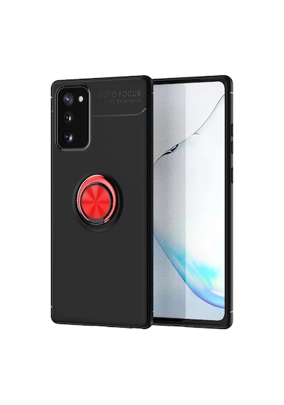 Galaxy Note 20 Kılıf Range Yüzüklü Silikon - Siyah-kırmızı