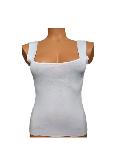 Pazarız Beyaz Kare Yaka Atlet Triko Bluz Crop S / M / L Beden Uyumlu Beyaz