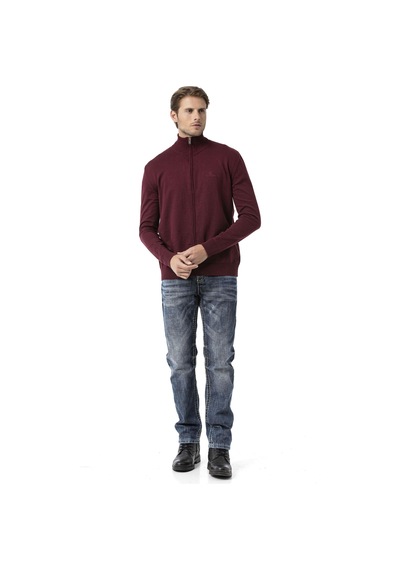 Cipo & Baxx Cp282 Ultimate Zip Luxe Knit Men Sweater Bordo