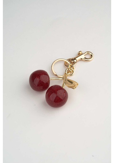 Vivaq Kırmızı Kiraz Parlak Gold Charm Çanta Aksesuarı Figürlü Set