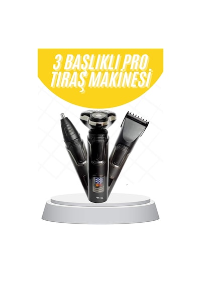 Tıraş Makinesi Profesyonel 3in1 Dijital Göstergeli 3 Başlıklı Erkek Bakım