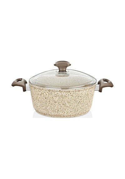 Creamy 32 Cm Granit Derin Tencere Krem