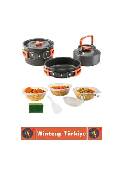 Kamp Premium Kamp Piknik Dağcılık Outdoor Yemek Pişirme İç İçe Geçebilir Kompakt Isı Yalıtımlı Kola Çok Renkli