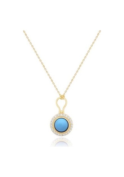 Diamond Line-Gülaylar - Sarı Altın 14 Ayar Firuze Taş Kolye N11.25128