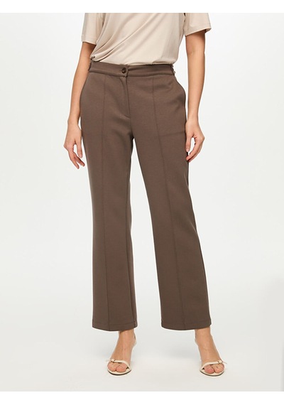 Faik Sönmez Önü Dikiş Detaylı Wide Leg Fit Örme Pantolon S26pnt017 Us26pnt01731 Vizon