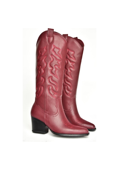Fox Shoes T296815009 Bordo Kovboy Model Kadın Çizme Bordo-suni Deri Bordo