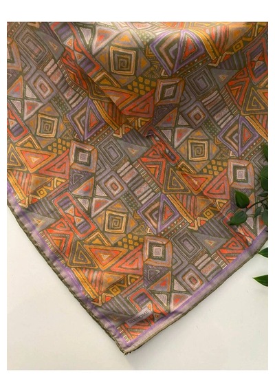 Silk Home Hiyeroglif Desen Soft Pamuk Eşarp Soft Turuncu
