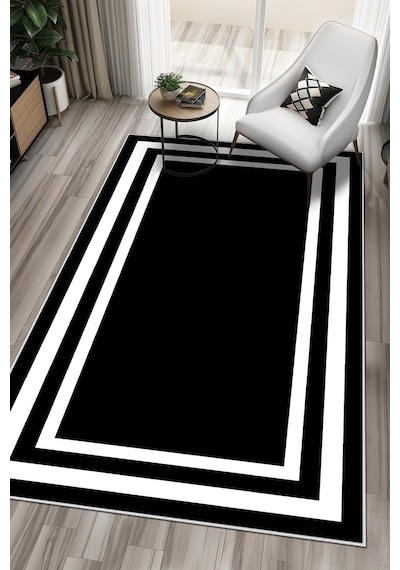 West Home Dijital Baskı Yıkanabilir Kaymaz Taban Leke Tutmaz Siyah Mutfak Halısı Salon Halısı Ve Yolluk Wh 496 Black