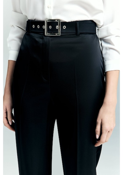 Lisa Saten Duble Paça Pantolon - Siyah-137242 siyah