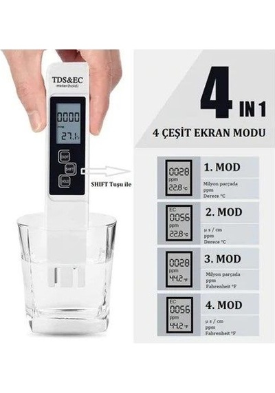 Tds&Ec Metre Su Kalite Iletkenlik Ölçme Termometre Su Test Cihaz