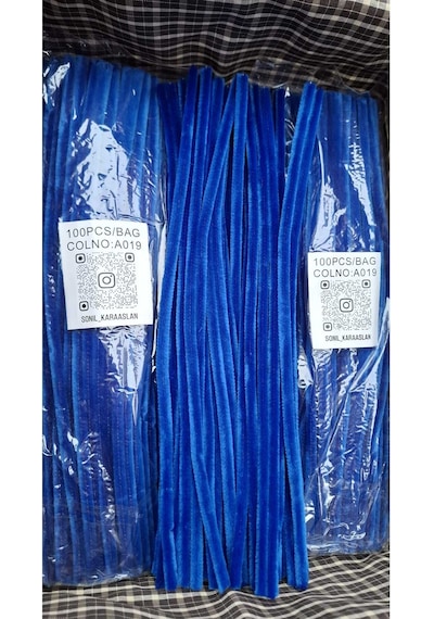 Şönil A019 30 Cm 100 Adet Saks Mavi Telli Tüy Şönil"pipe Cleaner