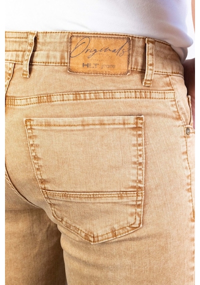 HLT Jeans Erkek Bej Melanj Slim Kesim Comfort Likralı Denim Esnek Jeans Kot Şort Thomas-Desert 001