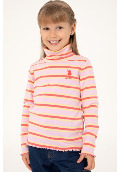 U.S. Polo Assn. Kız Çocuk Pembe Balıkçı Yaka Sweatshirt 50296286-VR041