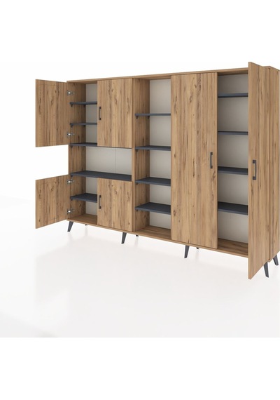 Arges Dolap 13 Raflı 6 Kapaklı 220x30x163 Çam-çam/antrasit Çam-çam/antrasit Arges Dolap 13 Raflı 6 Kapaklı 220x30x163 Çam-çam/antrasit Çam-çam/antrasit