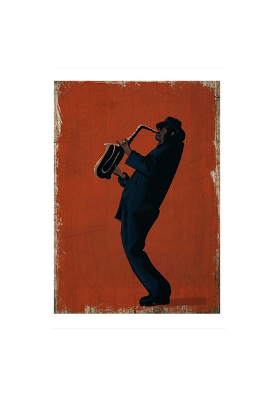 Bedeko Saksafon Çalan Adam Tasarım Mdf Tablo 35 Cm X 50 Cm