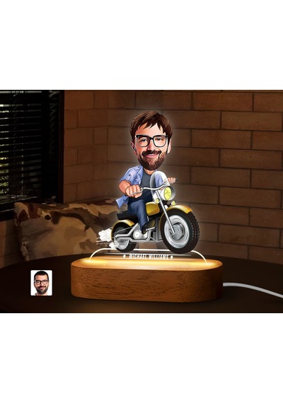Bk Gift Kişiye Özel Motorcu Karikatürlü Dekoratif 3d Biblo Led Işıklı Gece Lambası-1, Arkadaşa Hediye Kobitmeyen138318 Bk Gift