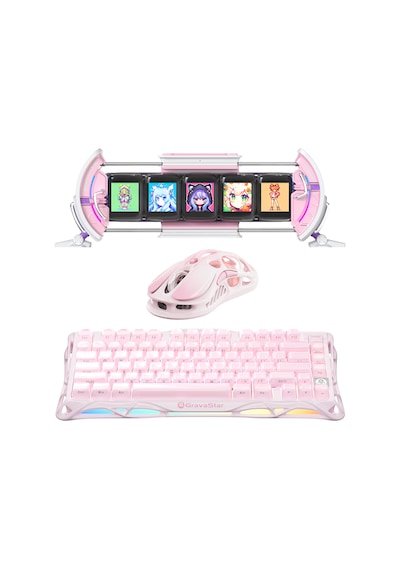 Gravastar K1 Mekanik Gaming Klavye, M1 Pro Kablosuz Optik Mouse Ve Dijital Resim Çerçevesi Oyuncu Se