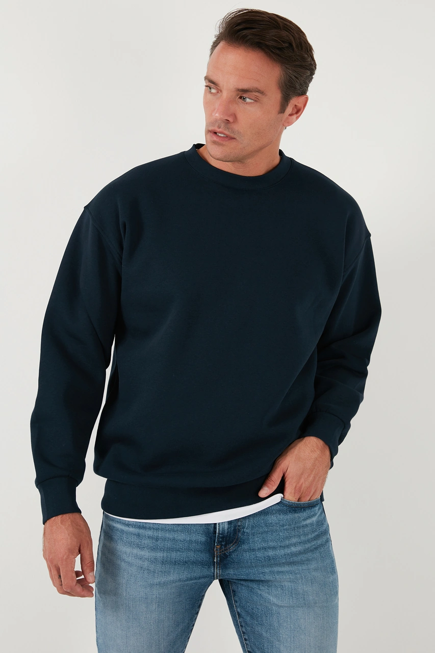 Buratti Regular Fit Bisiklet Yaka Şardonlu 2'Li Paket Erkek Sweat 5905255S2 Haki-Koyu Lacivert