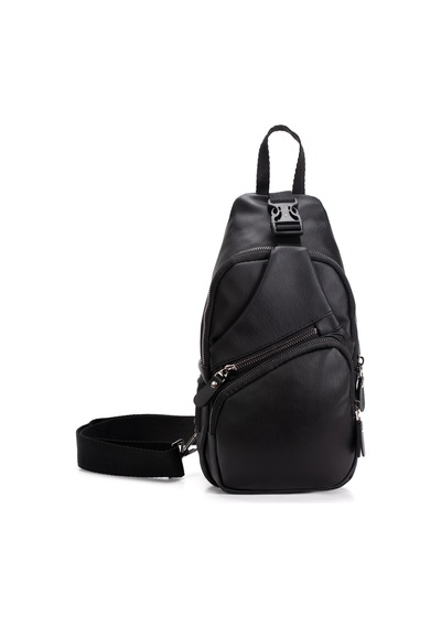 Newısh Polo Accessorıes Unisex Siyah Su Geçirmez Yıkama Deri Usb Ve Kulaklık Girişli Çapraz Omuz Ve Göğüs Yürüyüş Çantası Siyah