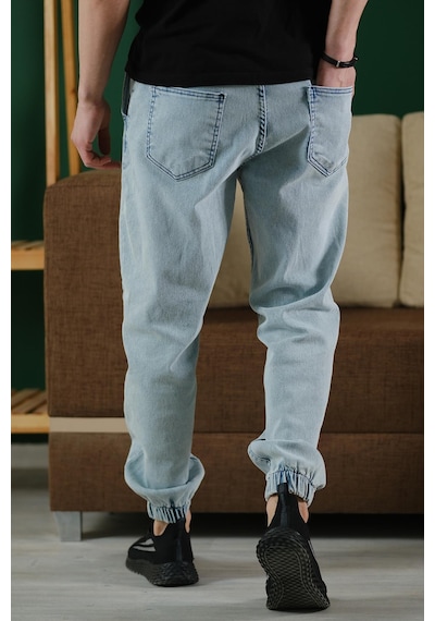 Oksit Zessi Paçası Ve Beli Lastikli Slim Fit Likralı Kot Jogger Pantolon Siyah