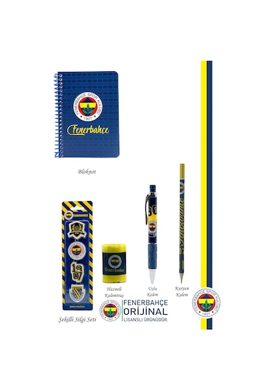 Fenerbahçe Orijinal Lisanslı Kalem Kalemtraş Bloknot Silgi Hediyelik Set Lacivert 005 Lacivert