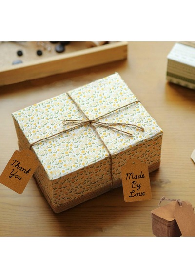 12li Kraft Hediye Paketleme Etiketi & 10metre Doğal Jüt İp Seti