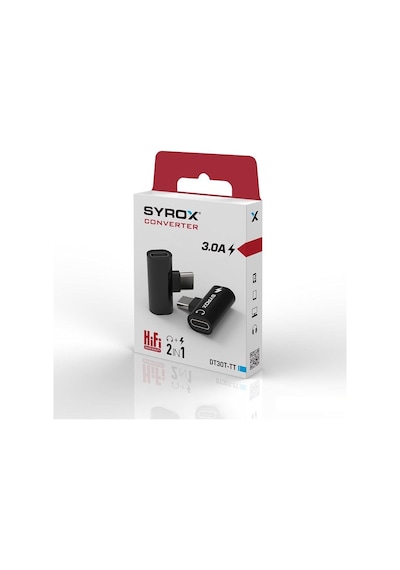 Syrox Dt30t-tt Type 3.0 Type-c /type-c / Type- C Dönüştürücü Kulaklık Şarj Dönüştürücü Siyah