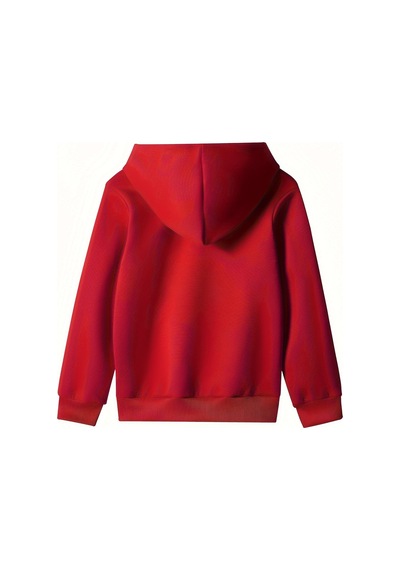Uyguntarz Sıralı Kalpler Baskılı Oversize Çocuk Sweatshirt Kırmızı