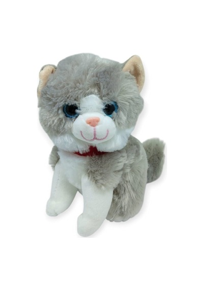 Sesli Peluş Kedi 25 Cm - Gri