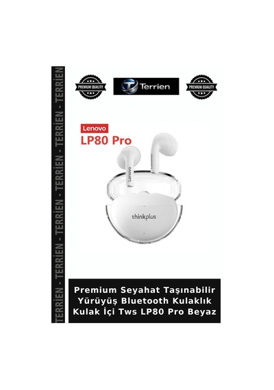 Premium Seyahat Taşınabilir Yürüyüş Bluetooth Kulaklık Kulak İçi Tws Lp80 Pro Beyaz