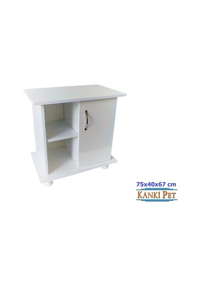 Kanki Pet 75 CM Akvaryum Düz Beyaz Sehpa 75 x 40 x 67 CM