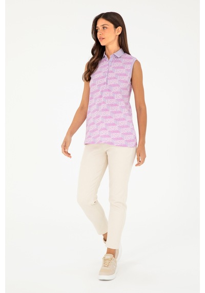 U.S. Polo Assn. Kadın Lila Kolsuz Polo Yaka Tişört 50282902-VR034
