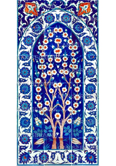 Can Seramik - 60x120 CM El Dekoru Kütahya Çini Pano
