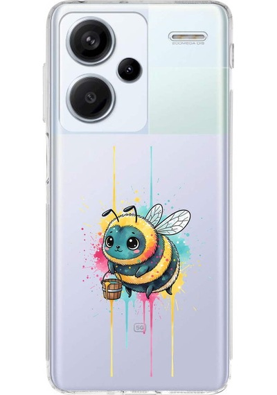 Redmi Note 13 Pro Plus İle Uyumlu Splash Arı Tasarımlı Şeffaf Silikon Kılıf Şeffaf