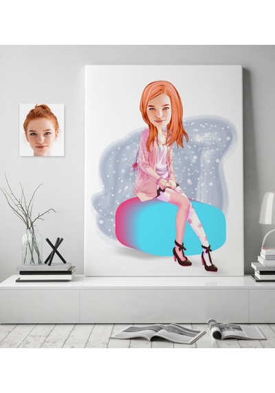Kişiye Özel Kadın Karikatürlü Kanvas Tablo (70 X 100 Cm.) 32