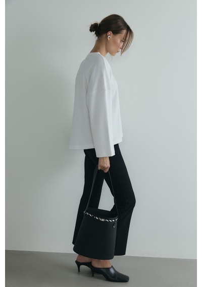 Suud Collection Ekru Katie Uzun Kollu Oversize Tişört