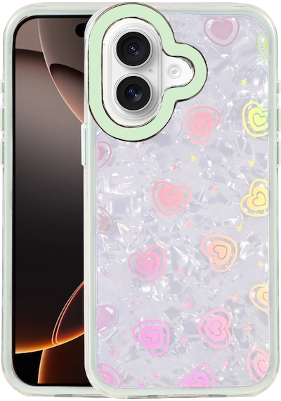 Apple iPhone Uyumlu  16 Uyumlu Lumi Desenli Kapak - Yeşil