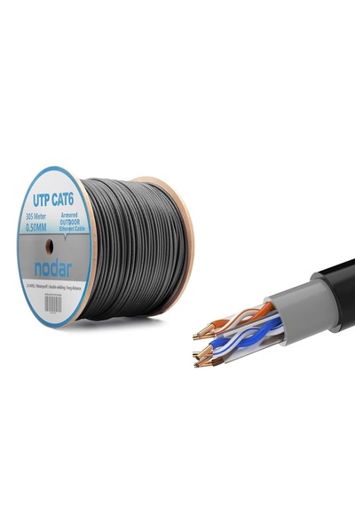 Nodar Nd2000 Cat6 Utp Dış Mekan Ethernet Kablosu 24 Awg 0.50 Mm Cca 305 M Siyah