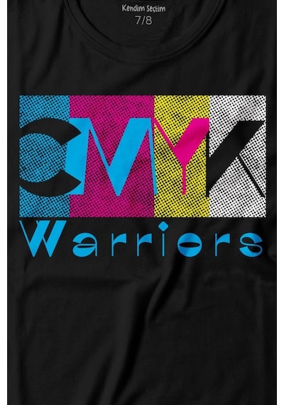Kendim Seçtim Grafiker Cmyk Savaşçısı Warrior Tasarımcı Baskılı Tişört Çocuk T-shirt 001