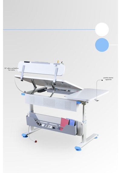 Vega Standart Yükseklik Ve Eğim Ayarlı, Çekmeceli Ergonomik Bilgisayar, Ofis Ve Çalışma Masası Mavi Gri Vega Standart Yükseklik Ve Eğim Ayarlı, Çekmeceli Ergonomik Bilgisayar, Ofis Ve Çalışma Masası Mavi Gri
