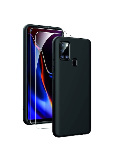 Samsung Galaxy Uyumlu A21s Kılıf Kamera Korumalı Silikon Rubber Arka Kapak Siyah