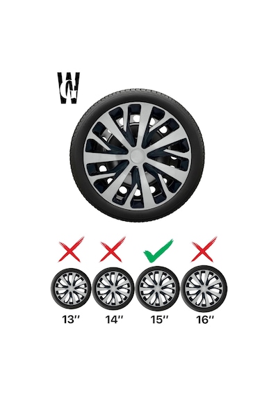 Ford Courier 15 İnç Jant Kapağı 4 Adet Siyah Gri C111