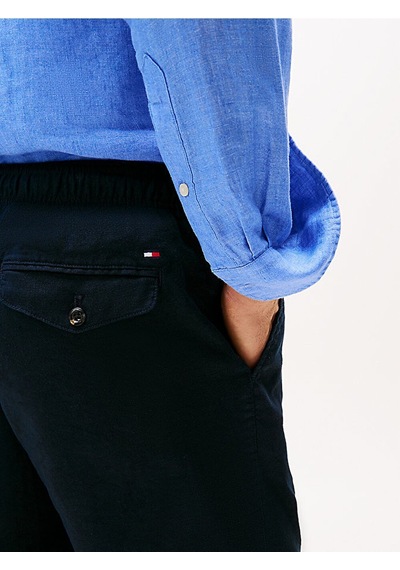 Tommy Hilfiger Harlem Po Lınen Short Erkek Mavi Şort - Mw0mw37804